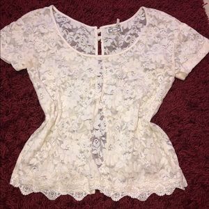 Lace, button-up back, top